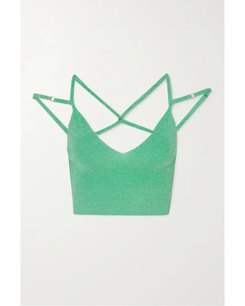 Jacquemus Bustier aus Leinen mit Cut-outs Grün