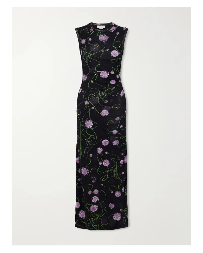 Stella McCartney Floral-print Knitted Midi Dress - Black Black