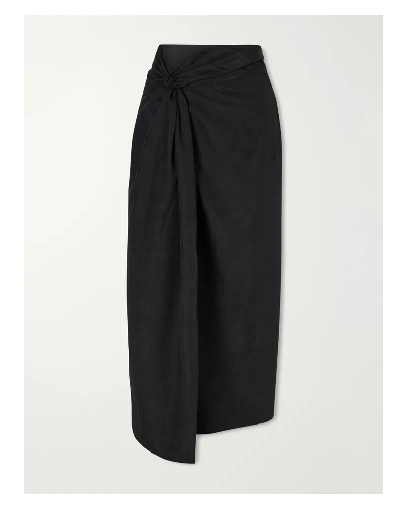 Róhe Crinkled-satin Midi Skirt - Black Black