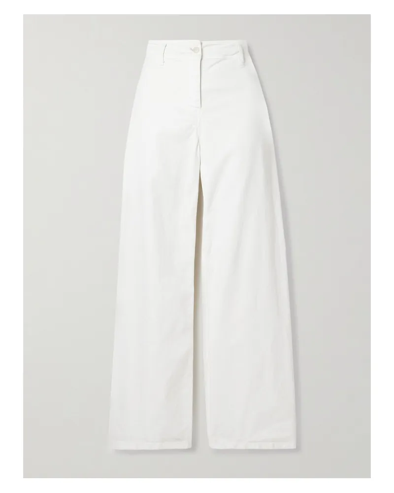 Nili Lotan Megan Hose Mit Weitem Bein Aus Twill Aus Einer Baumwollmischung - Weiß Weiß