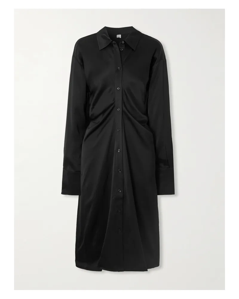 Totême Midikleid Aus Glänzendem Crêpe - Schwarz Schwarz