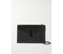 Cassandre Envelope Chain Matelassé Textured-leather Wallet - Black