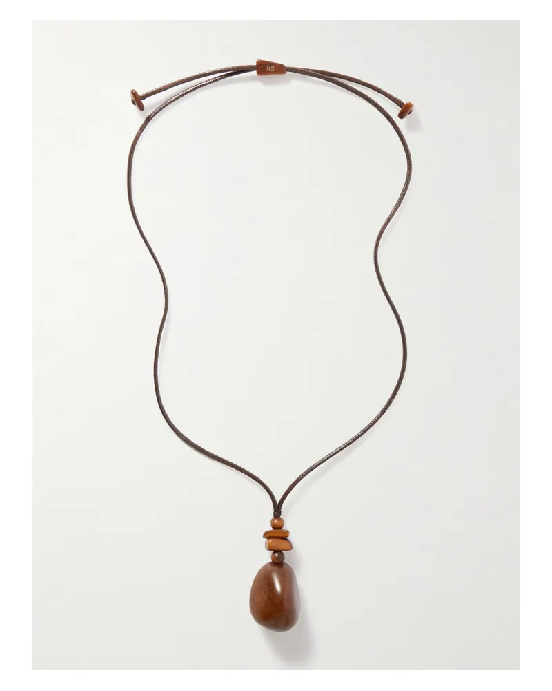 Hunting Season The Pendant Kette Aus Leder Mit Taguanüssen - Braun Braun