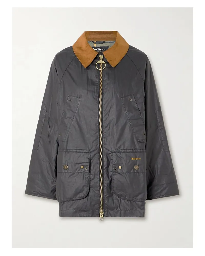 Barbour Raelynn Jacke Aus Gewachster Baumwolle Mit Cordbesatz - Schwarz Schwarz
