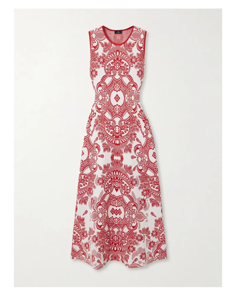 Etro Midikleid Aus Jacquard-strick Mit Paisley-muster - Rot Rot