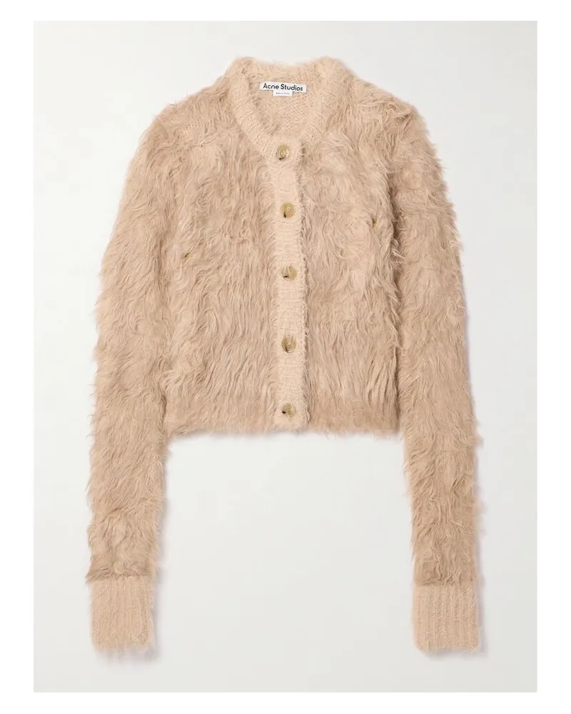 Acne Studios Verkürzter Cardigan Aus Gebürstetem Strick - Neutral Neutral