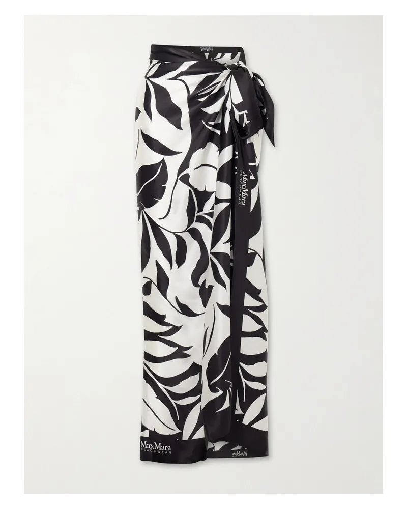 Max Mara Spuma Printed Silk Pareo - Black Black