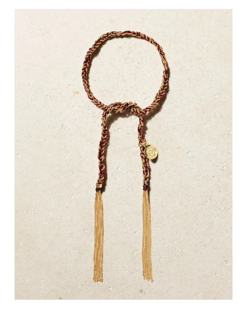 Carolina Bucci Passion Lucky Armband Aus Seide Mit Details Aus 18 Karat Gold - Burgunder Burgunder