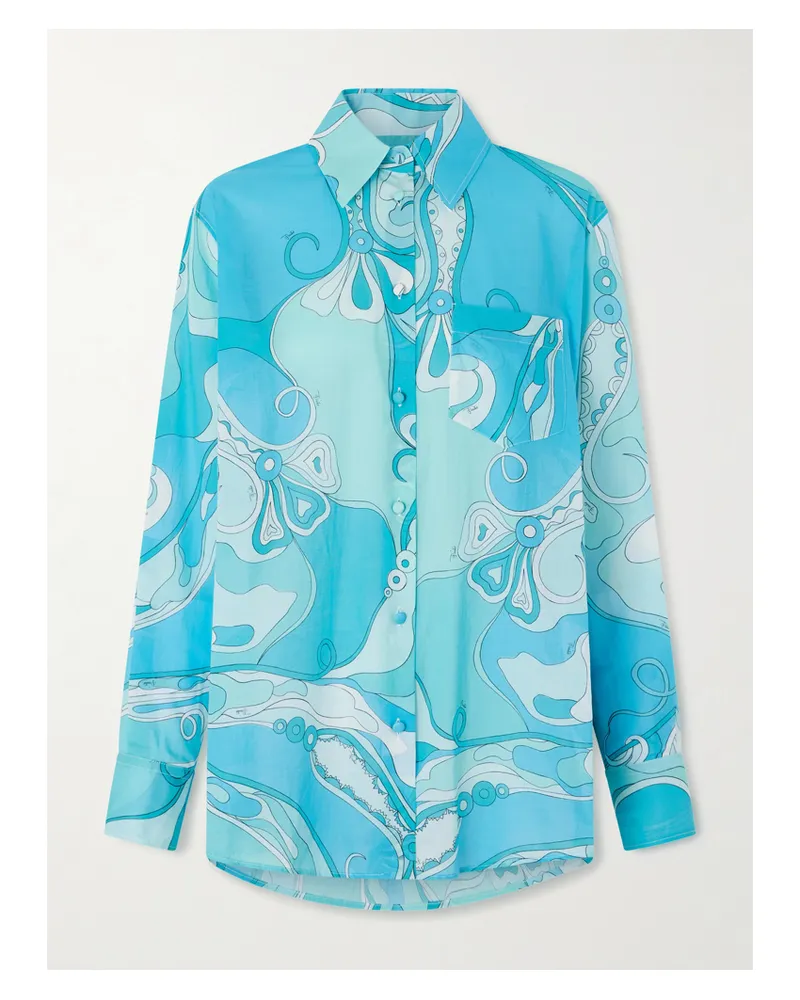 Emilio Pucci Hemd Aus Bedrucktem Baumwollmusselin - Blau Blau