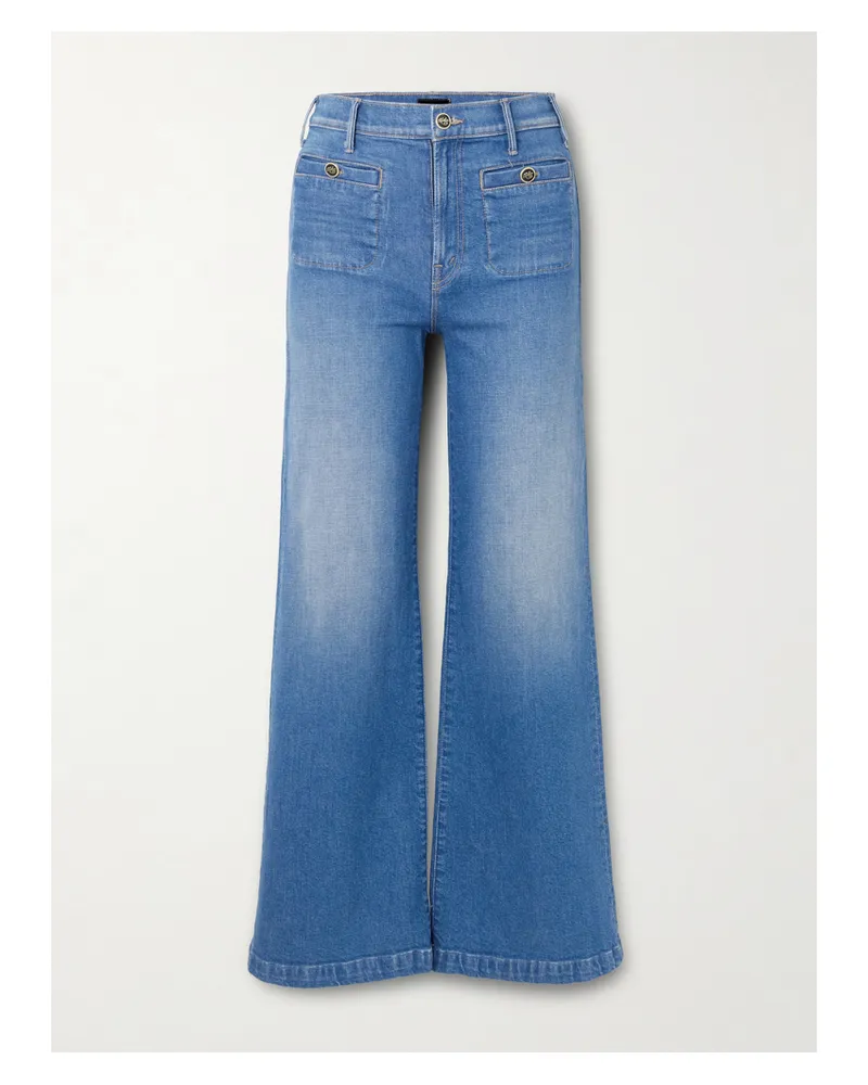 Mother Stashed Hustler Roller Sneak High-rise Bootcut Jeans - Blue Blue