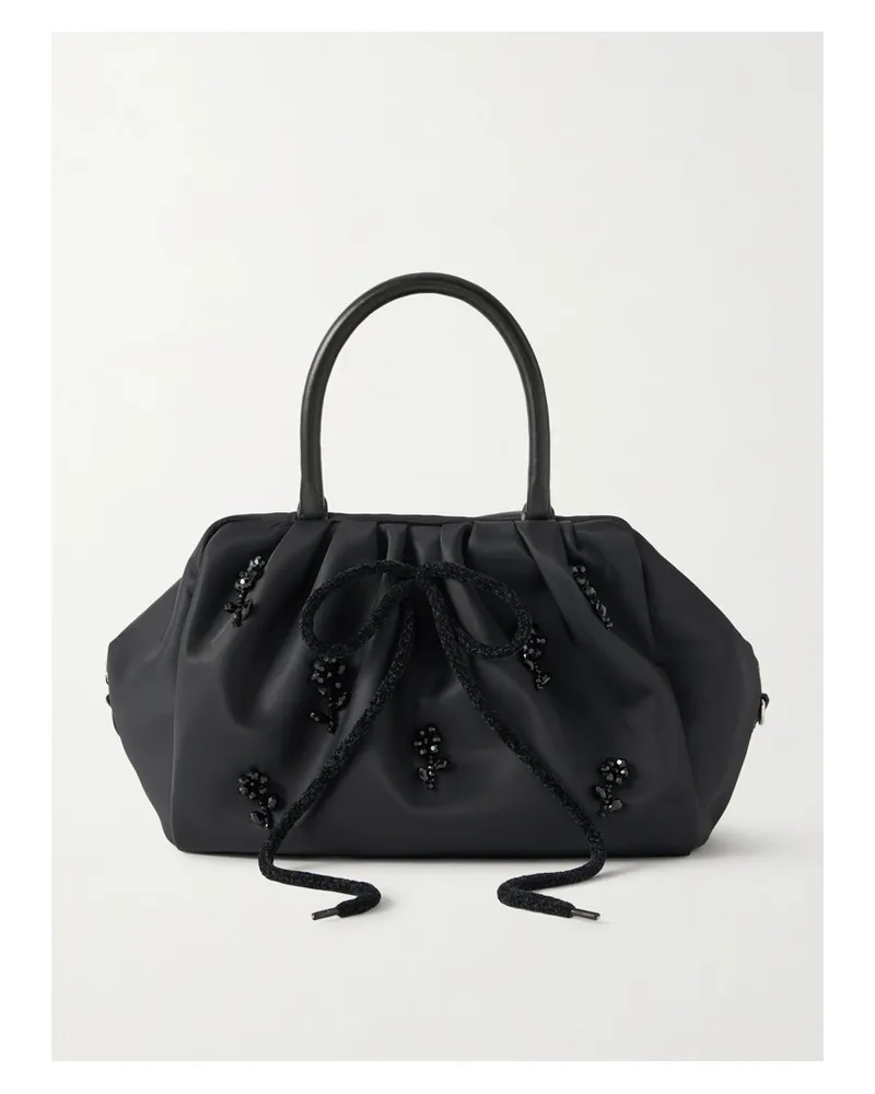Simone Rocha Leather-trimmed Embellished Shell Tote - Black Black