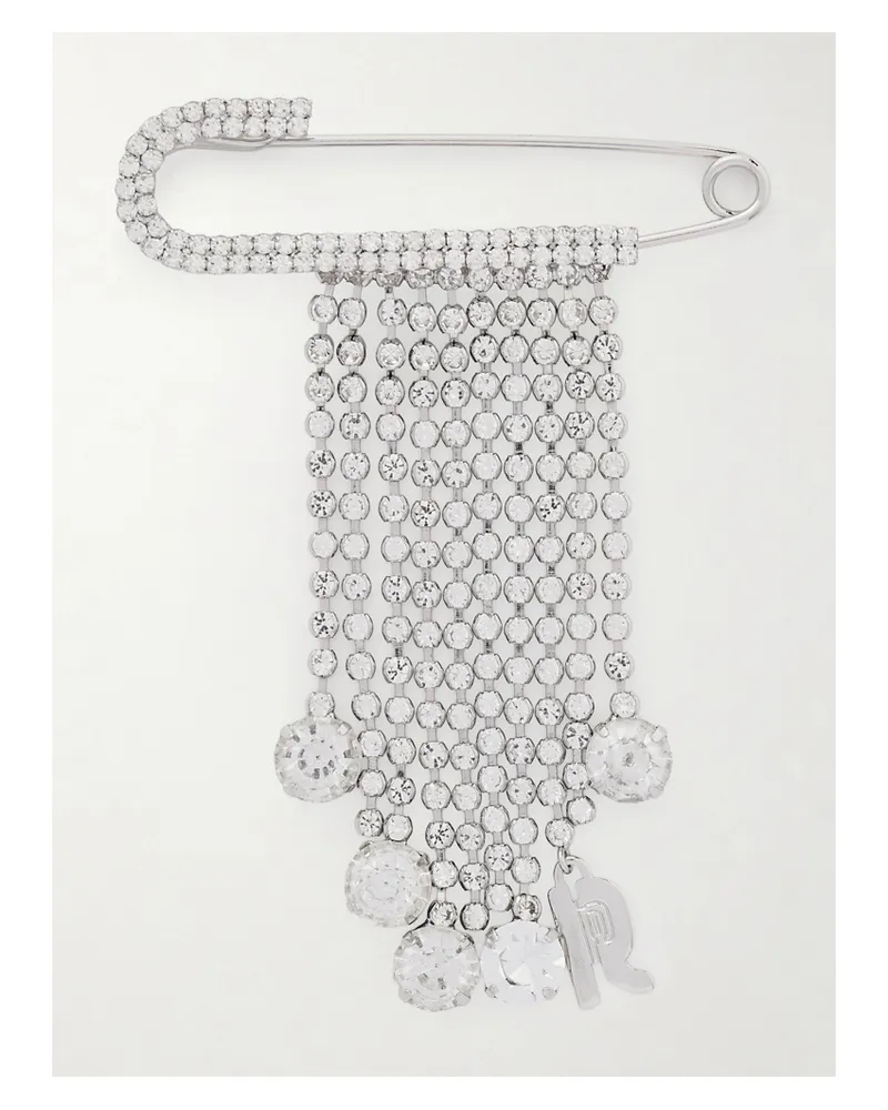 Paco Rabanne Silver-tone Crystal Brooch Silver