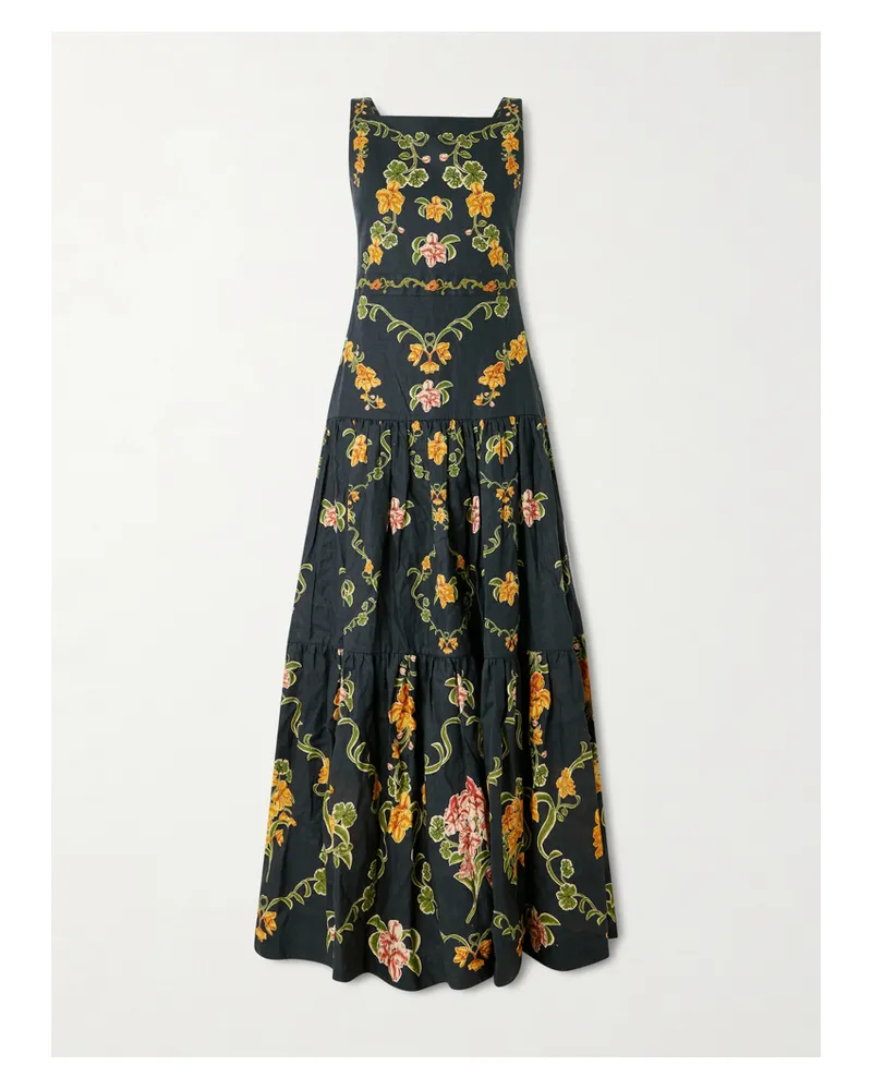 AGUA BENDITA Abeja Floral-print Linen Maxi Dress - Multi Multi