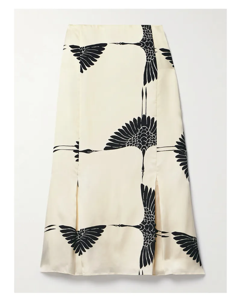 KHAITE Levy Midirock Aus Bedrucktem Satin Mit Falten - Gelb Gelb