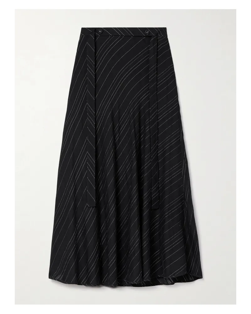 Proenza Schouler Kaia Midirock Aus Voile Mit Streifen Und Bindegürtel - Schwarz Schwarz
