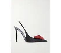 Amalia Slingback-pumps Aus Satin Mit Applikation - Schwarz