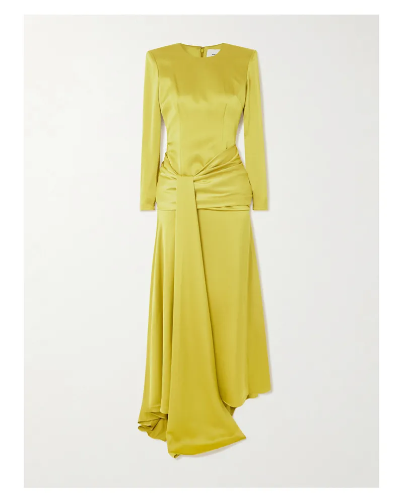 Alex Perry Draped Satin-crepe Gown - Yellow Yellow