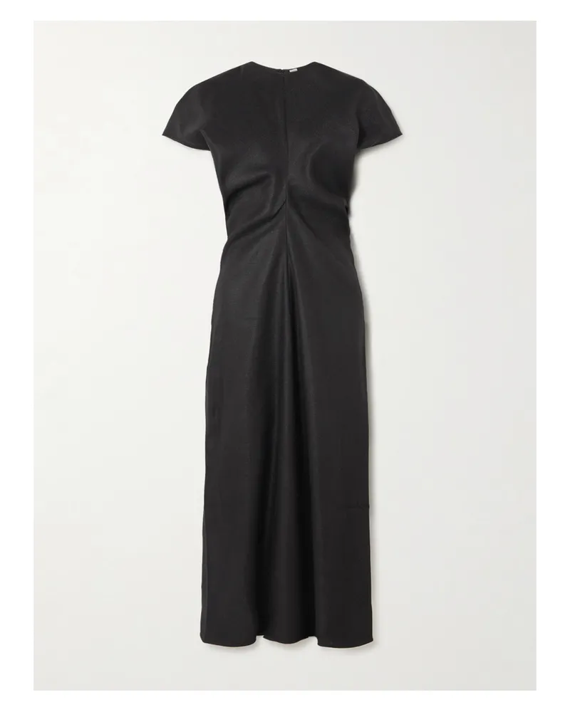 Totême Midikleid Aus Webstoff Mit Raffungen - Schwarz Schwarz