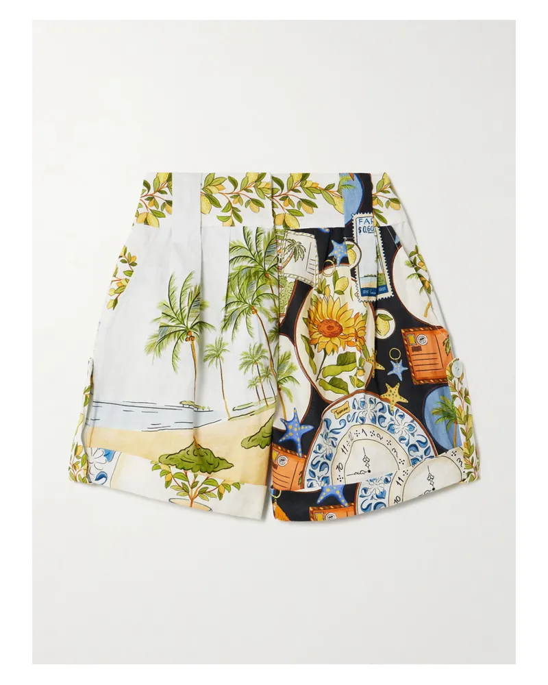 FARM Rio Shorts Aus Bedrucktem Leinen - Blau Blau