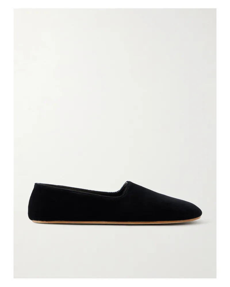 The Row Ponti Velvet Flats - Black Black