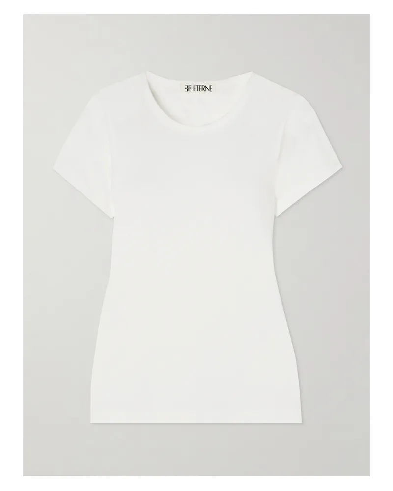 ÉTERNE Short Sleeve Baby Tee Cotton And Modal-blend Jersey T-shirt - Neutrals Neutrals