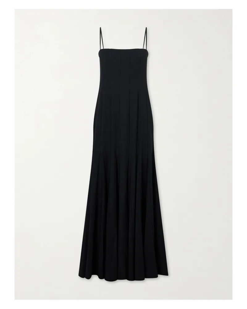 STAUD Rila Midikleid Aus Crêpe - Schwarz Schwarz