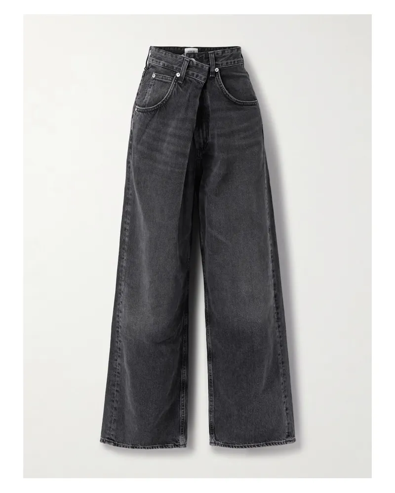 AGOLDE Vana Draped Low-rise Wide-leg Jeans - Black Black