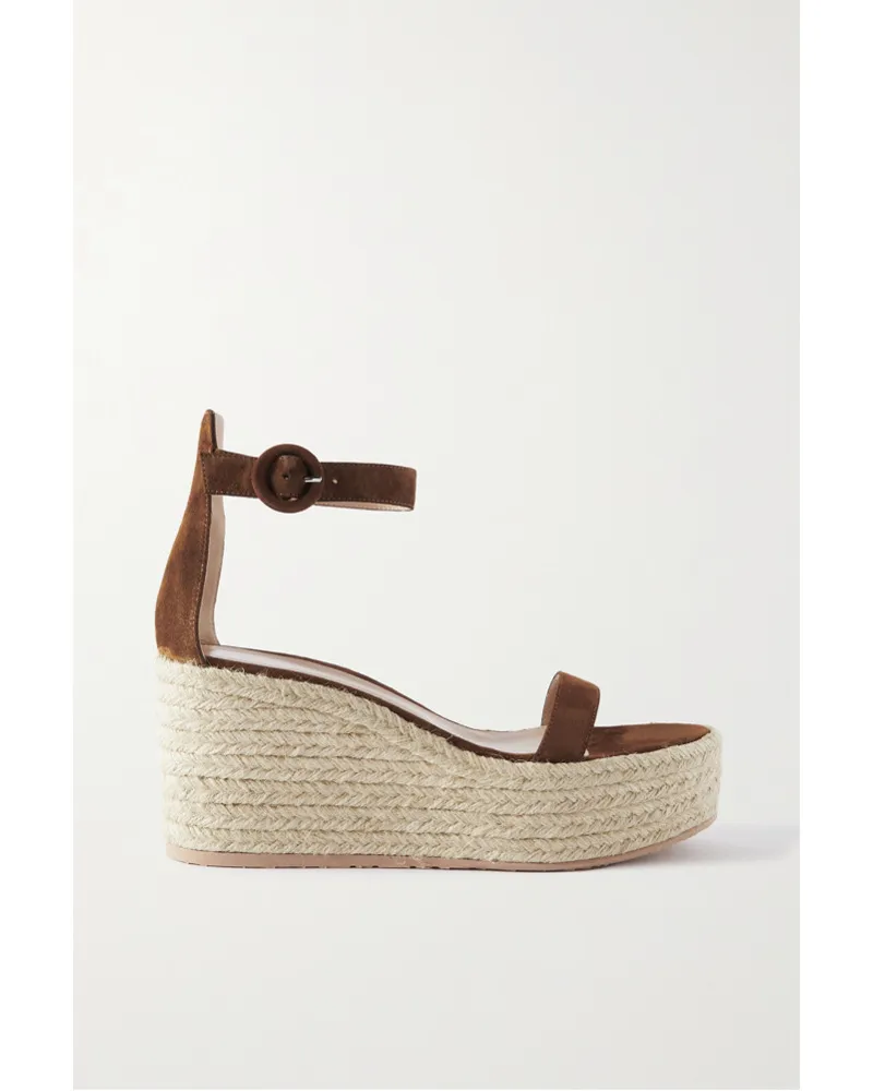 Gianvito Rossi 45 Espadrille-wedges aus Veloursleder Braun