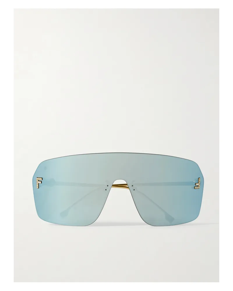 Fendi Fendi First Goldfarbene Pilotensonnenbrille Mit Kristallen Gold