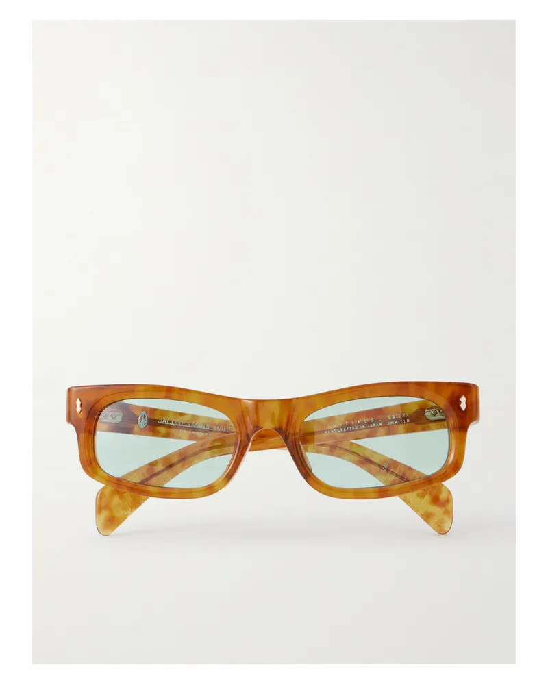 Jacques Marie Mage Initials Rectangle-frame Tortoiseshell Acetate Sunglasses - Brown Brown