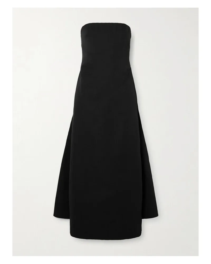STAUD Kennedy Trägerloses Midikleid Aus Ripsband Aus Einer Baumwollmischung - Schwarz Schwarz