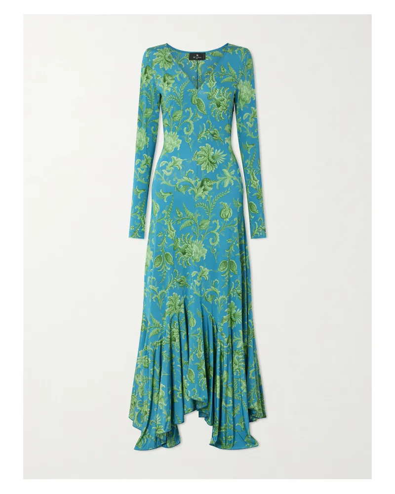 Etro Asymmetrisches, Bedrucktes Maxikleid - Blau Blau