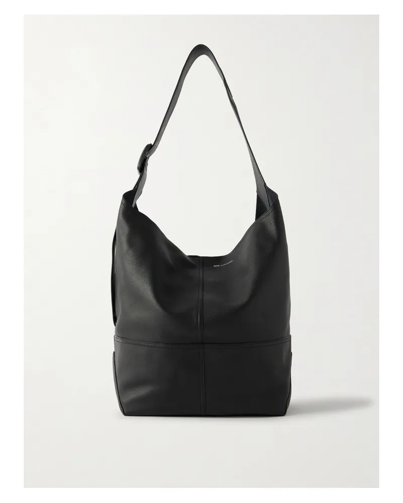 AMI Paris Etienne Buckled Leather Crossbody Bag - Black Black