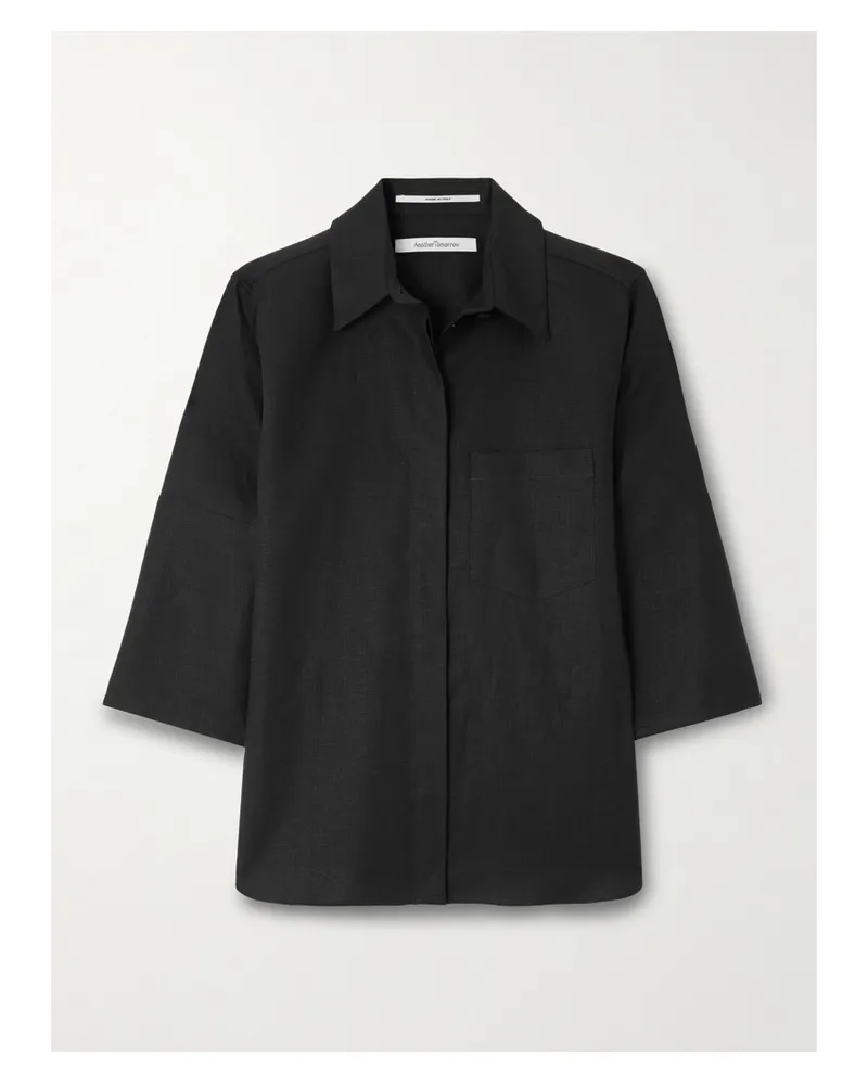 Another Tomorrow Linen Shirt - Black Black