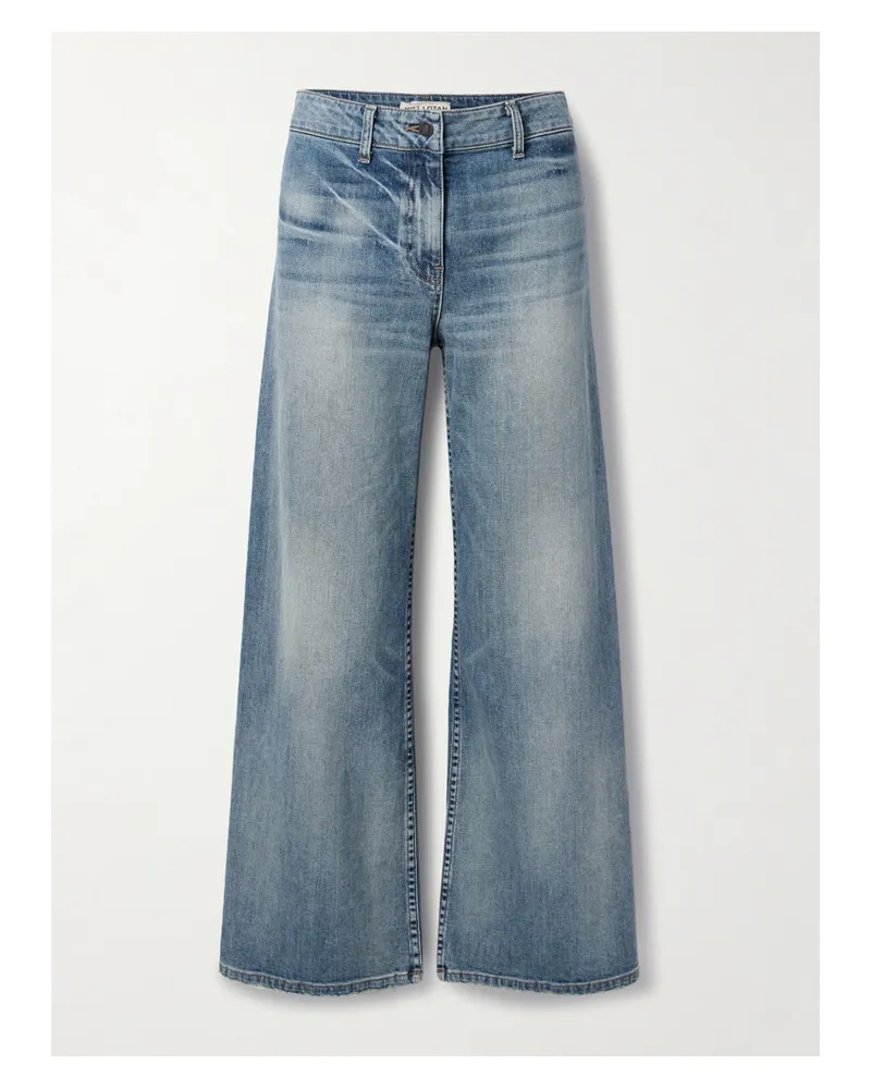 Nili Lotan Megan Distressed High-rise Wide-leg Jeans - Blue Blue