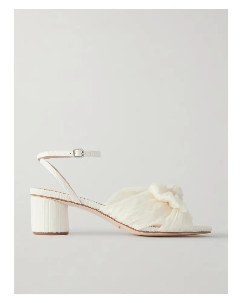 Loeffler Randall Dahlia Bow-embellished Plissé-organza Sandals - Ivory Ivory
