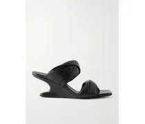 Twisted Cantilever Suede Wedge Mules - Black