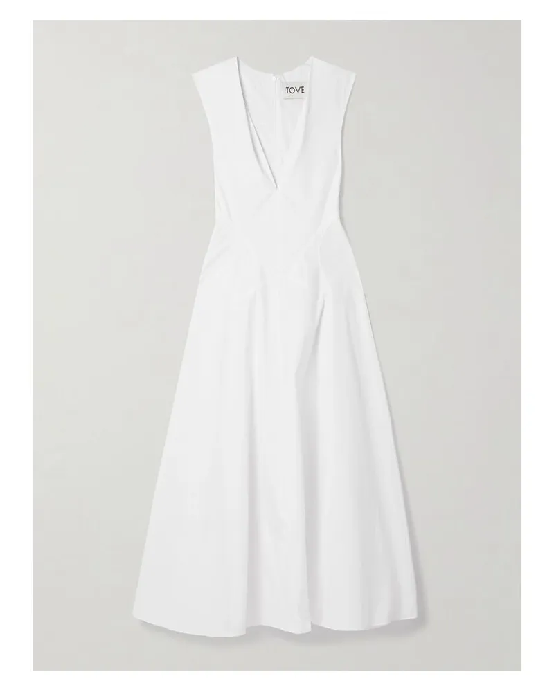 TOVE Anisa Midikleid Aus Baumwollpopeline - Weiß Weiß