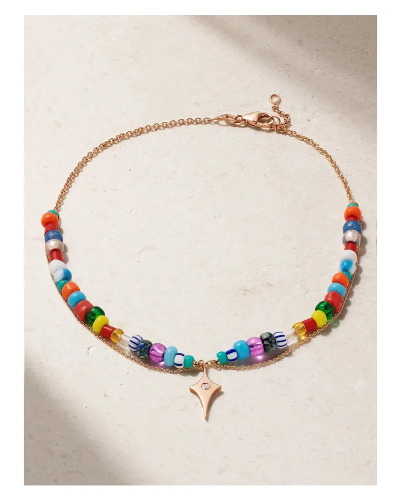 Diane Kordas Fußkettchen Aus 14 Karat Roségold Mit Emaille Und Diamant Gold