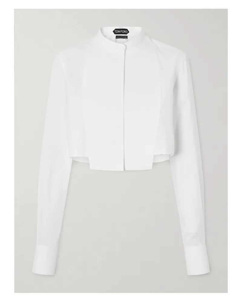 Tom Ford Verkürztes Hemd Aus Baumwoll-voile Und Twill - Weiß Weiß