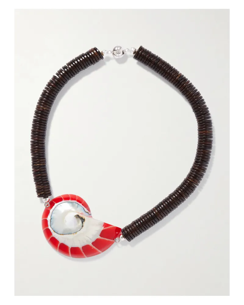 JULIETTA Odessa Silver-tone, Resin And Shell Necklace - Brown Brown