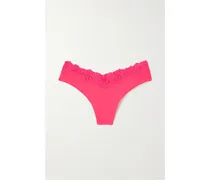 Fits Everybody Lace-trimmed Stretch-jersey Thong – Neon Rose – String aus Stretch-jersey