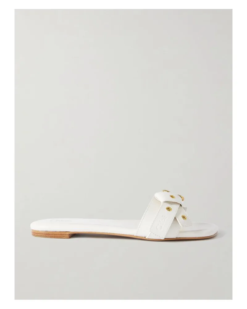 Chloé Mae Pantoletten Aus Leder Mit Schnalle - Elfenbein Elfenbein