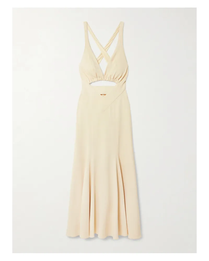 Paco Rabanne Cutout Crepe Midi Dress - Ecru Ecru