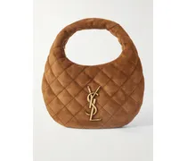 Icarino Quilted Suede Shoulder Bag - Brown