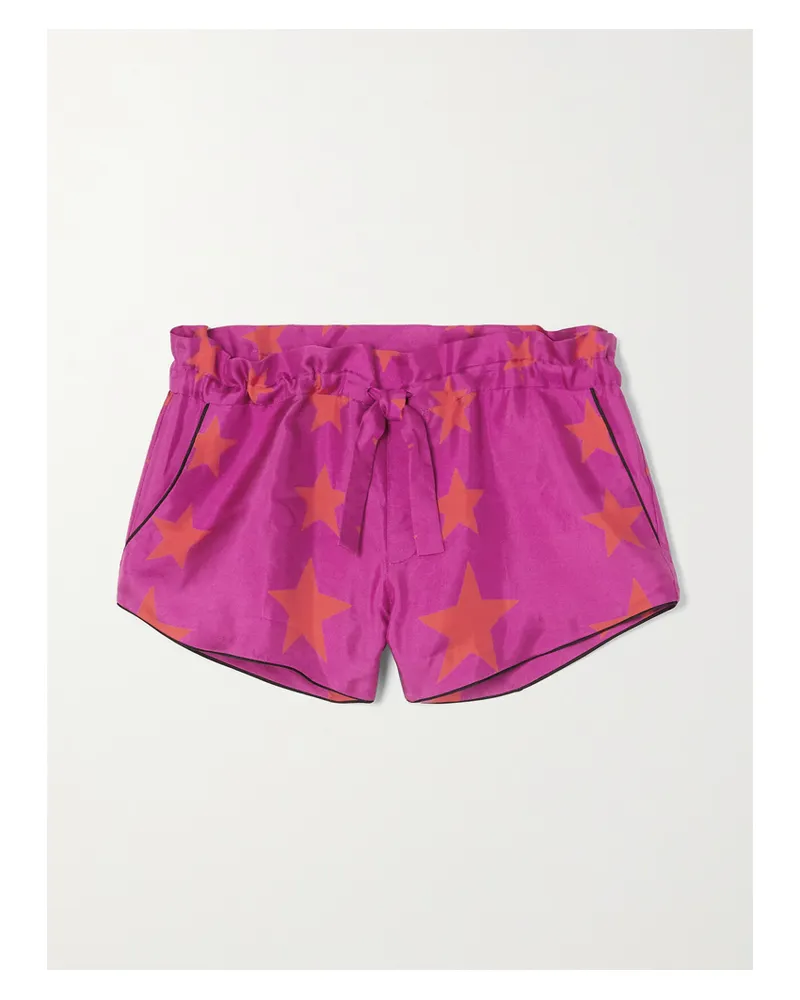 AZ FACTORY Pijama You're A Star Shorts Aus Bedrucktem Seiden-twill - Pink Pink
