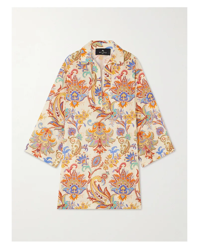 Etro Tunika Aus Einer Baumwoll-seidenmischung Mit Paisley-print - Creme Creme
