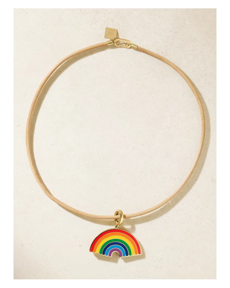 Lauren Rubinski Rainbow Kette Aus Leder Und 14 Karat Gold Mit Emaille - Neutral Neutral