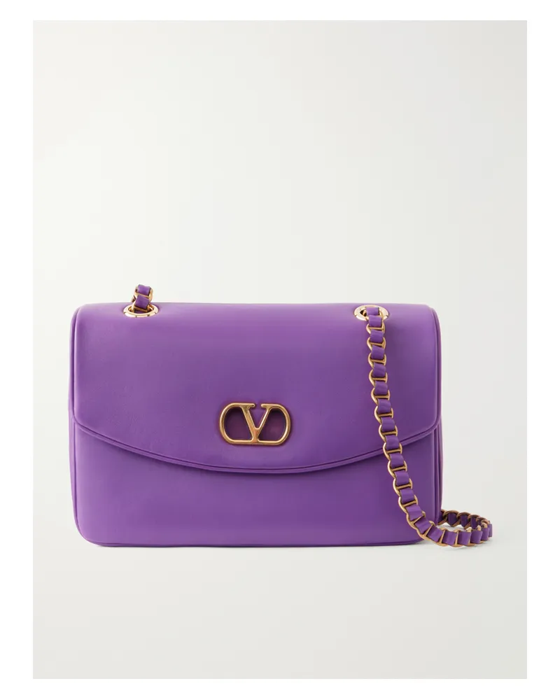 Valentino Garavani Djuna Embellished Leather Shoulder Bag - Purple Purple