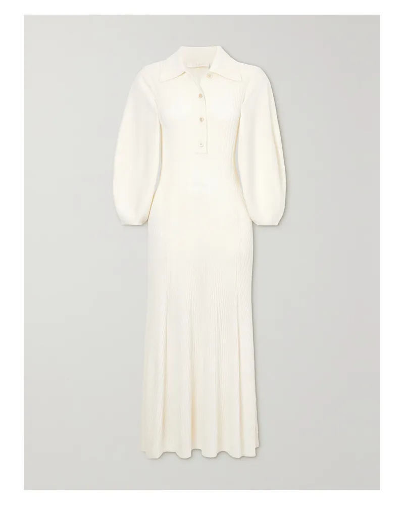 Chloé Midikleid Aus Gerippter Wolle - Weiß Weiß
